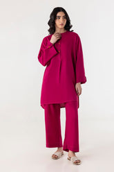 Stitched Pink Printed Shirt + Culotte